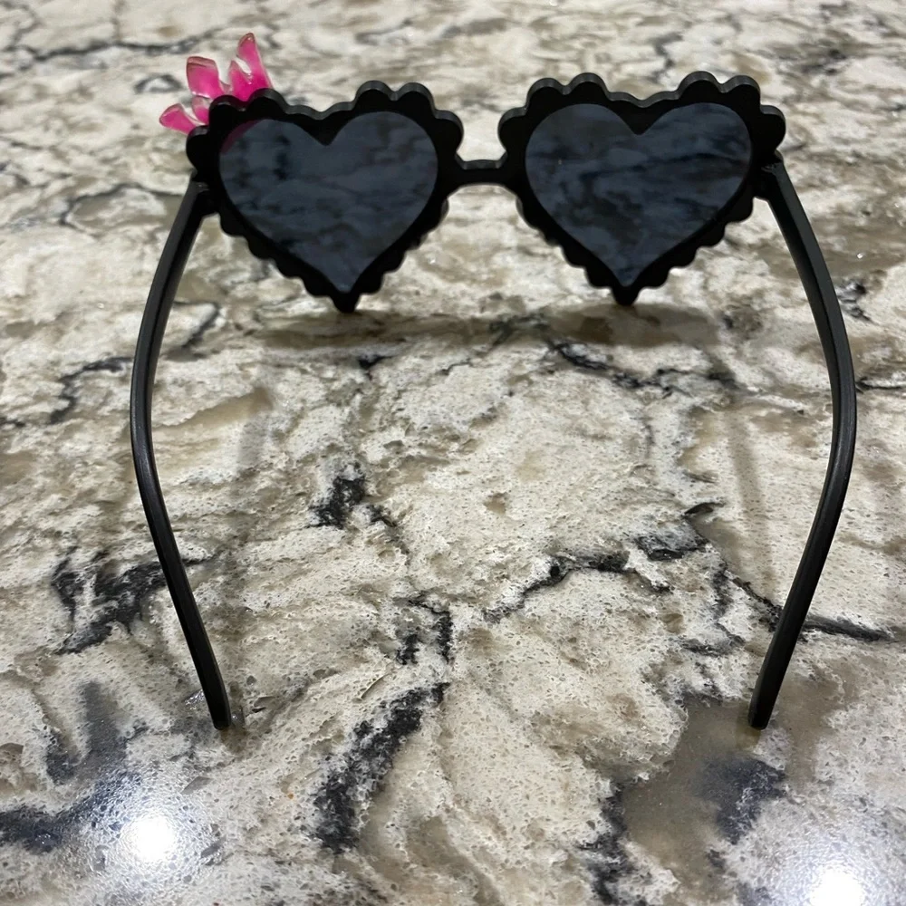 Girls black heart shaped crown sunglasses